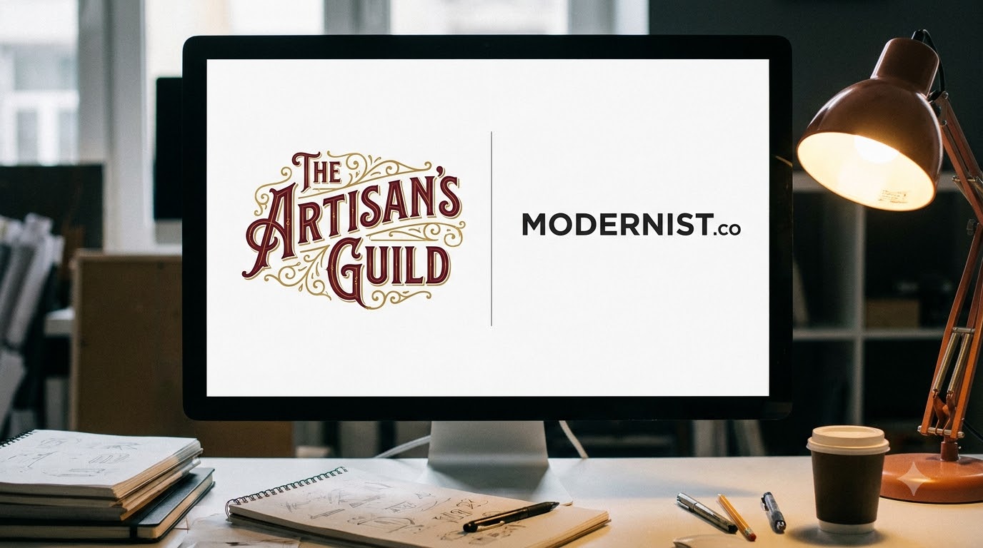 designer desk with logo mokups