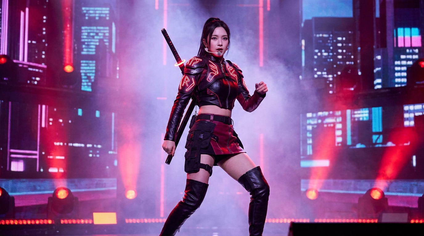 k pop demon hunters costume female idol stage outfit with tactical skirt