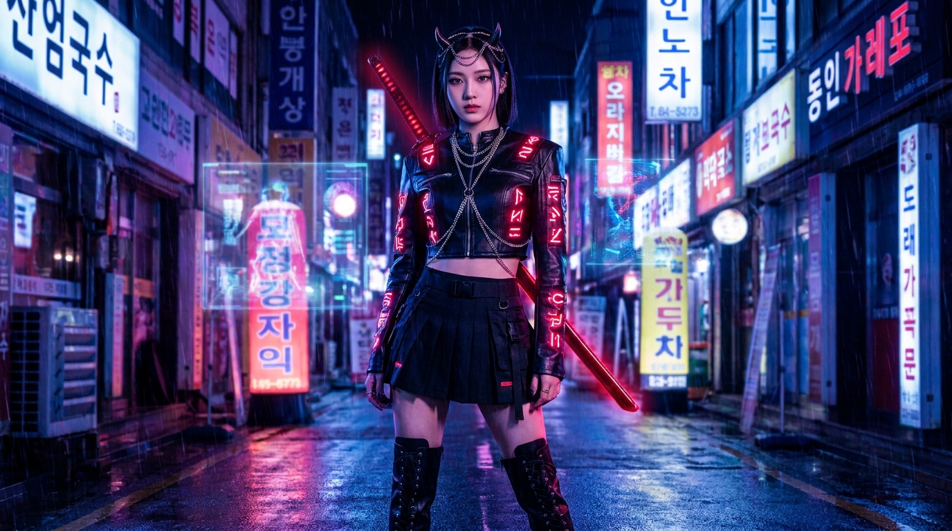 k pop demon hunters costume cyberpunk seoul streetwear fashion
