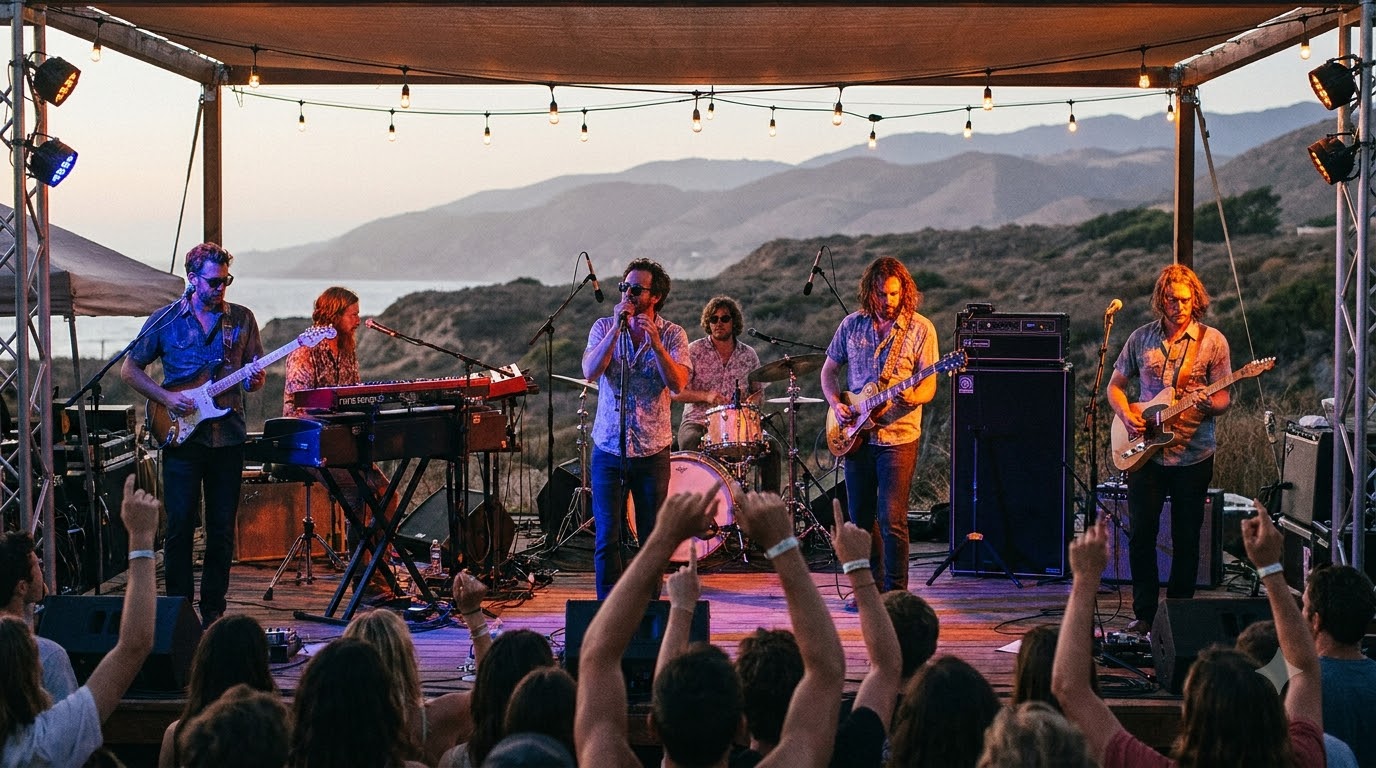 Rock band performing on stage