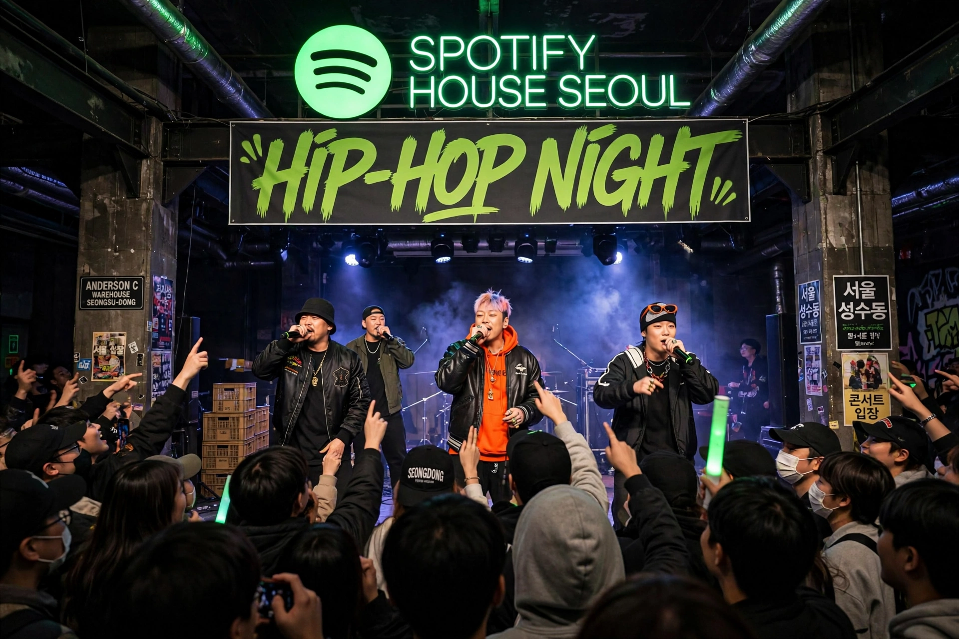 spotify house seoul interior hip-hop stage